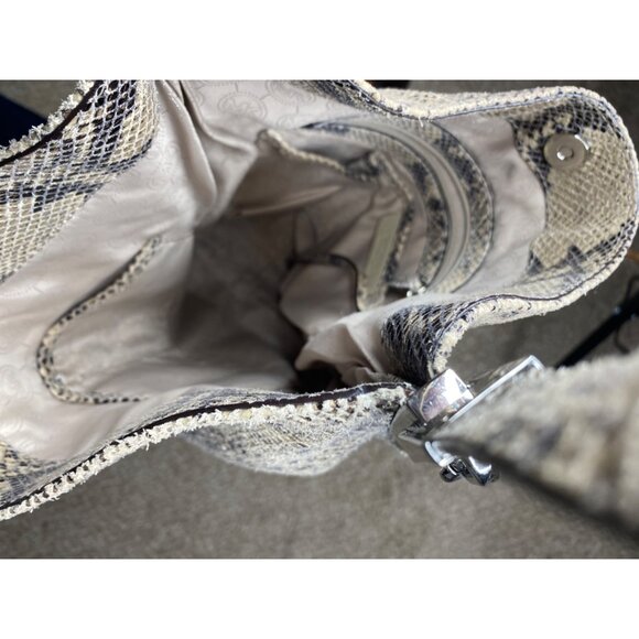 MICHAEL KORS WOMEN'S BLACK & TAN PYTHON HOBO CROSSBODY BAG - Picture 6 of 8